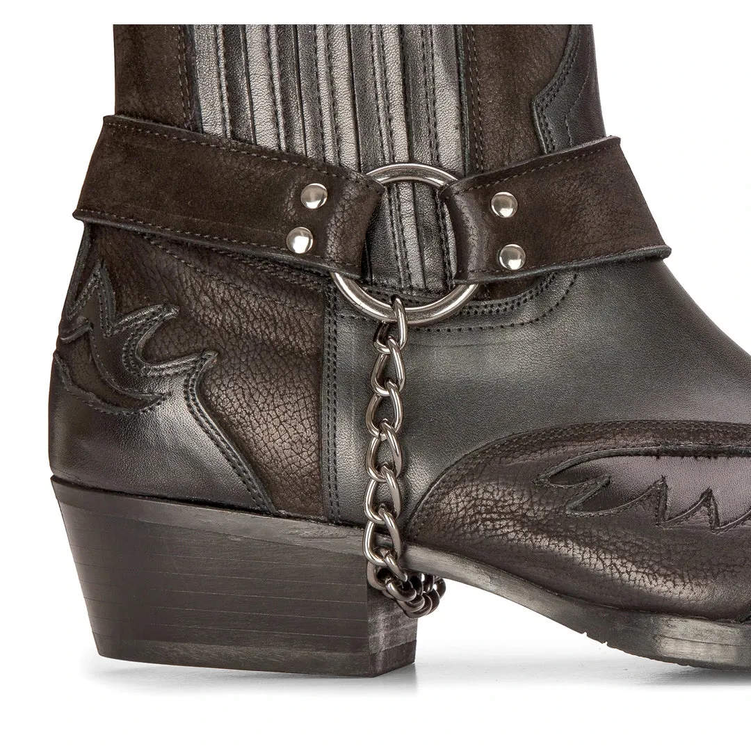 Mens Western Cowboy Boots Vintage Pointed Knight Ankle Country Boot Riding Real Leather