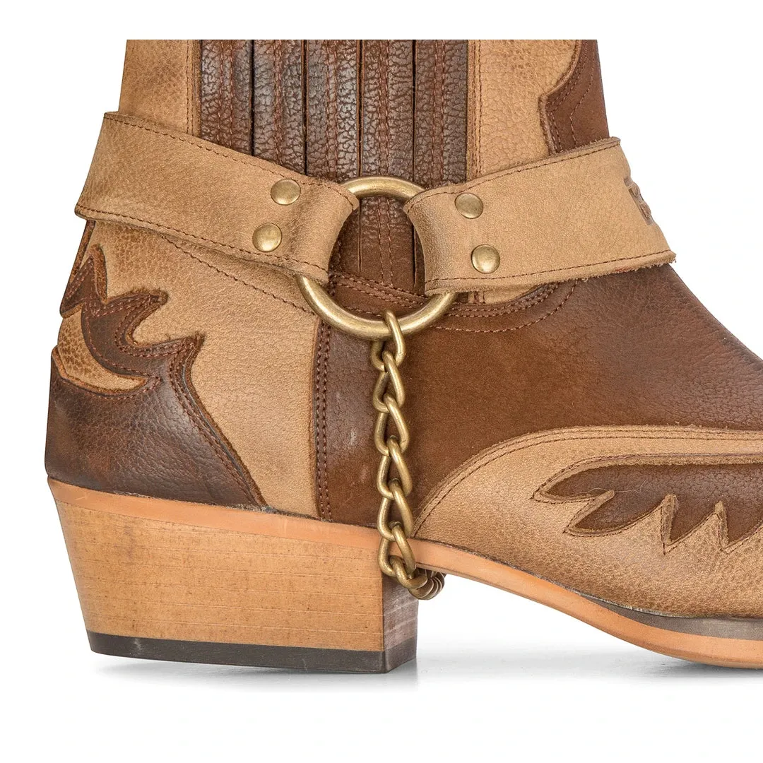 Mens Western Cowboy Boots Vintage Pointed Knight Ankle Country Boot Riding Real Leather