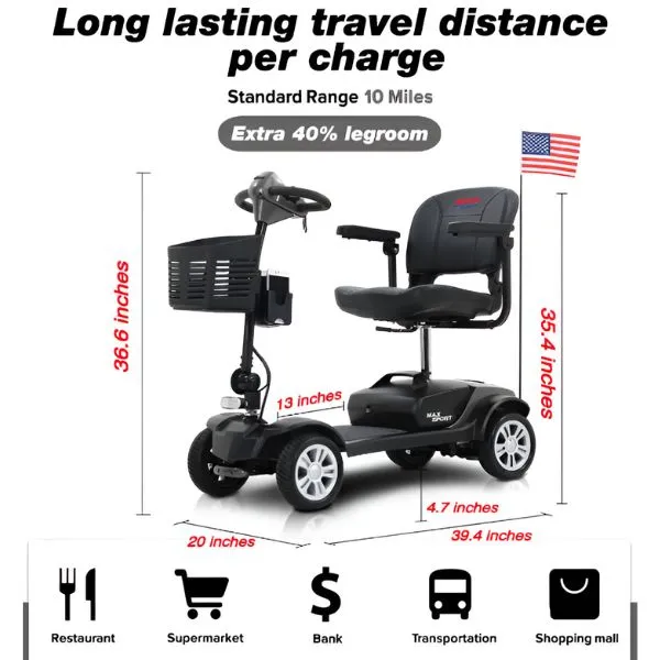 Metro Mobility Max Sport Portable 4-Wheel Mobility Scooter