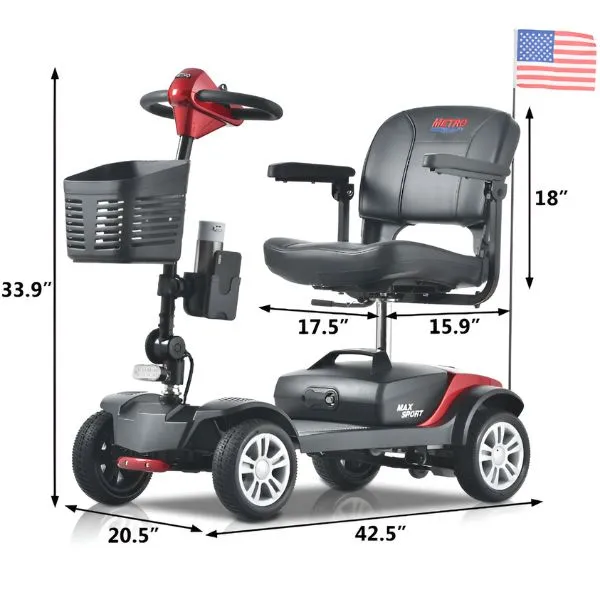 Metro Mobility Max Sport Portable 4-Wheel Mobility Scooter
