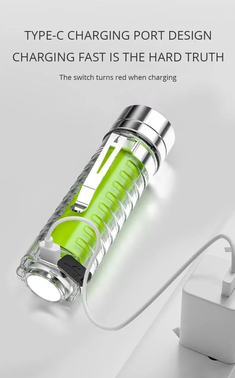 MINI Keychain Flashlight USB C Rechargeable LED Lampwith Magnet Camping UV Light Multifunction Portable Lights