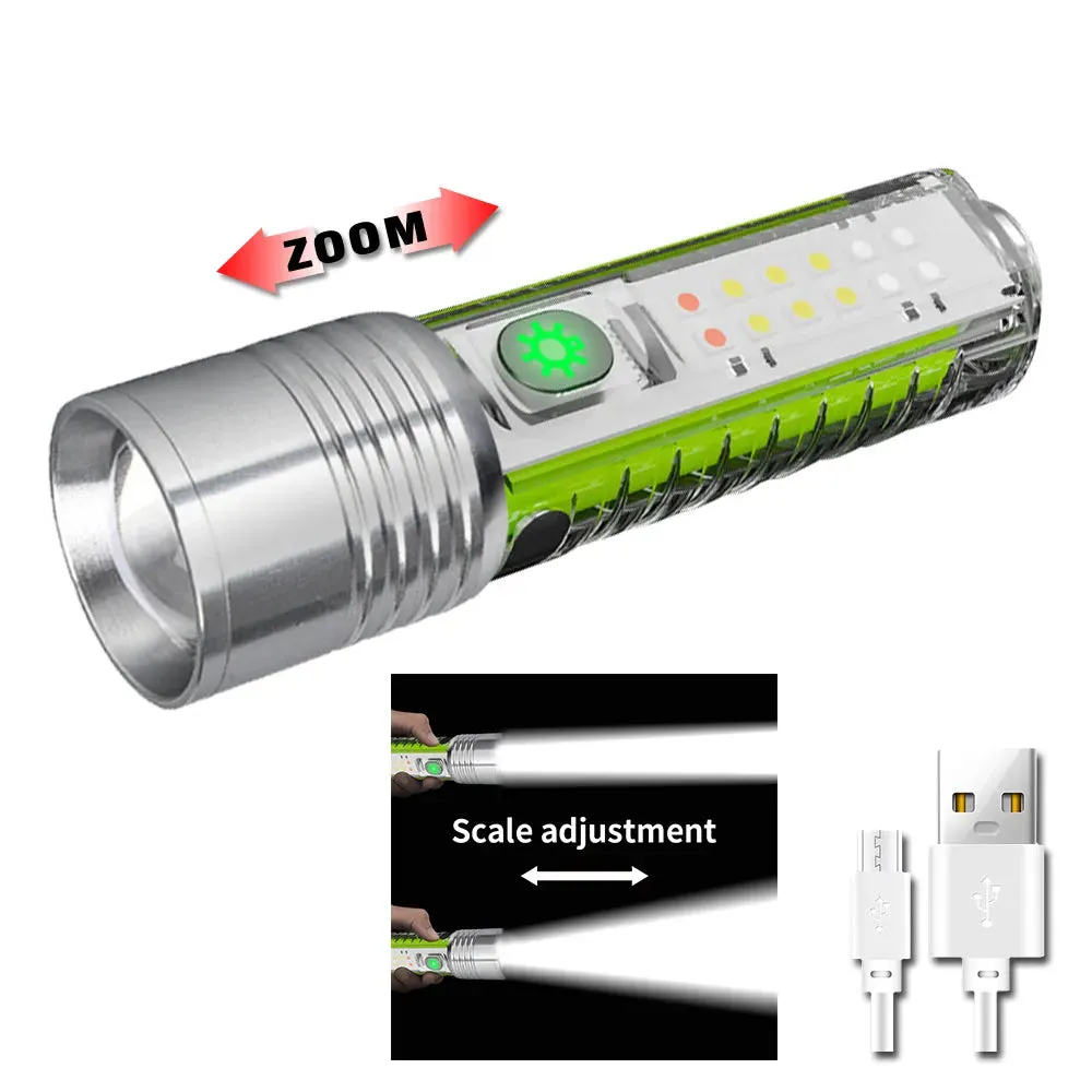 MINI Keychain Flashlight USB C Rechargeable LED Lampwith Magnet Camping UV Light Multifunction Portable Lights