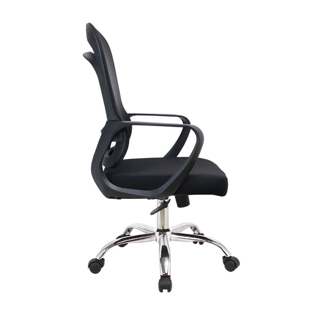 Office Basics High Back Mesh Chair Chrome Base 100kg Max Black#FX-1023