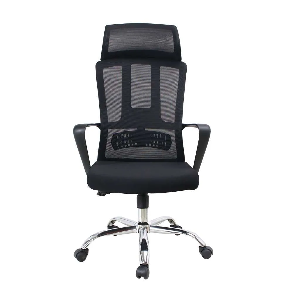 Office Basics High Back Mesh Chair Chrome Base 100kg Max Black#FX-1023