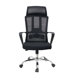 Office Basics High Back Mesh Chair Chrome Base 100kg Max Black#FX-1023