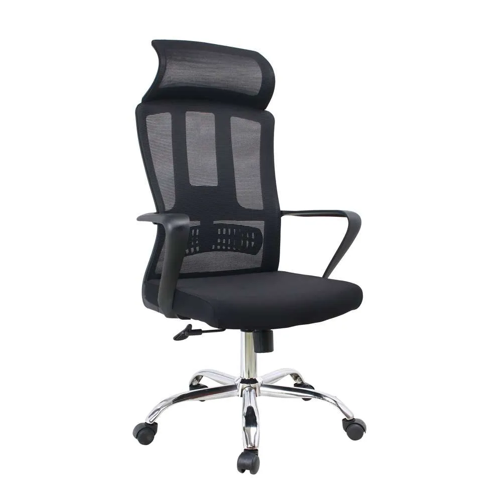 Office Basics High Back Mesh Chair Chrome Base 100kg Max Black#FX-1023