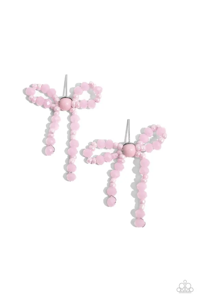 Paparazzi Earring ~ The BOW Must Go On - Pink