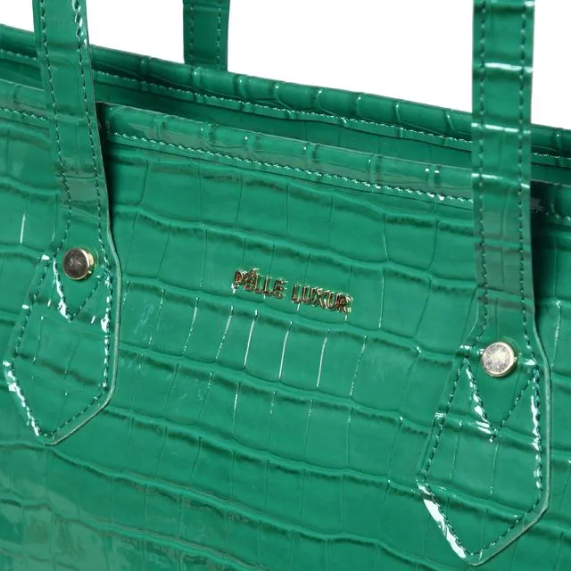 Pelle Luxur Women's Forest Green, Premium PU Handheld Bag, Large Size with Zipper Closure
