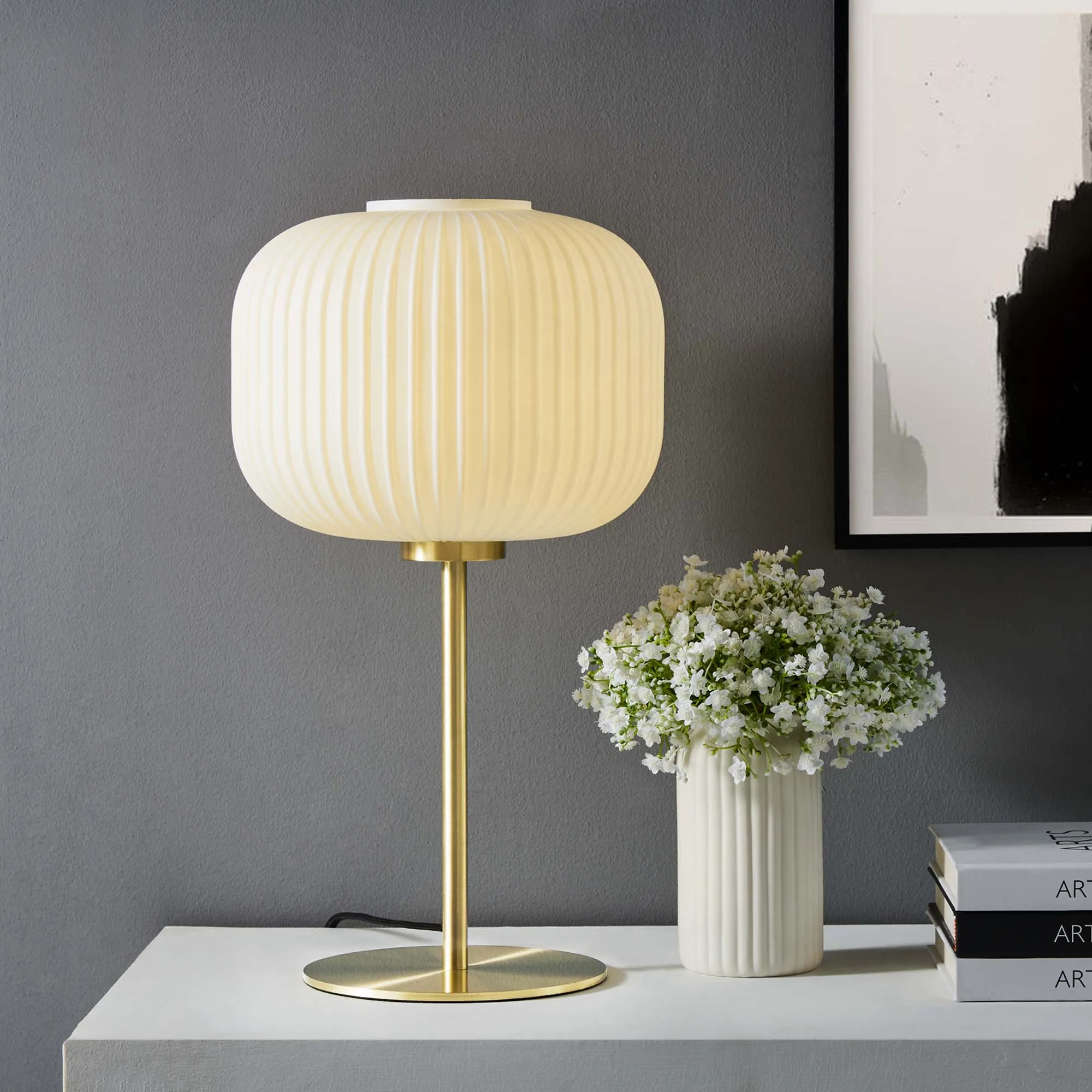 Reprise Glass Sphere Glass and Metal Table Lamp by Modway