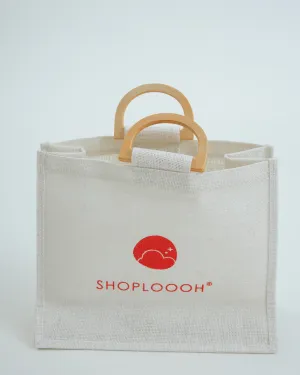 SHOPLOOOH Slogan Canvas Bag (Beige)