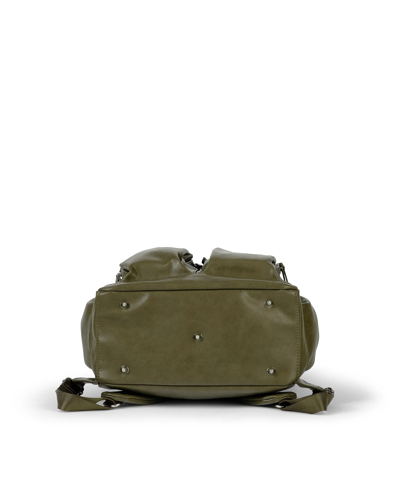 Signature Nappy Backpack - Olive Vegan Leather