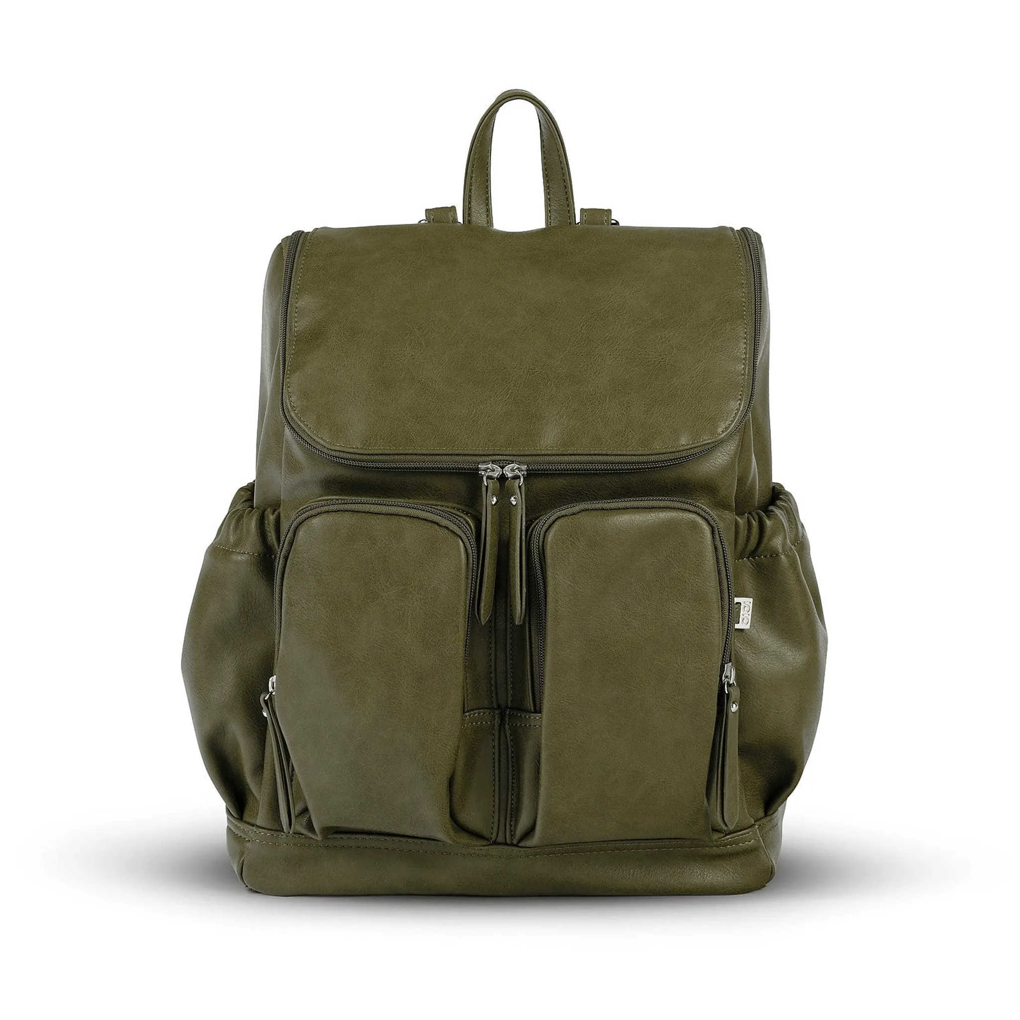 Signature Nappy Backpack - Olive Vegan Leather