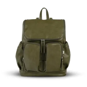 Signature Nappy Backpack - Olive Vegan Leather