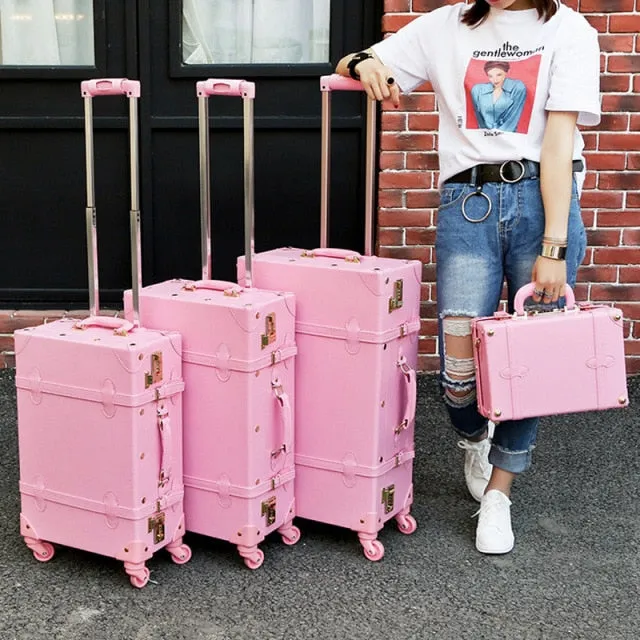 TRAVEL MORE - PINK VINTAGE - Luxury Travel - PRETTY HIGH Guality/Leather Luggage