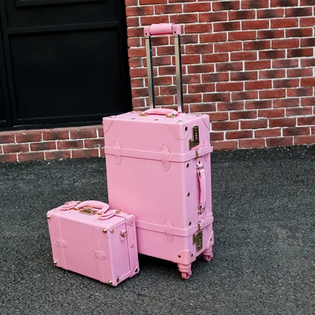 TRAVEL MORE - PINK VINTAGE - Luxury Travel - PRETTY HIGH Guality/Leather Luggage