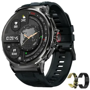 TUTT V69 | Metal Case| Men Military Smart Watch HD 1.85'' Large Round Screen 710mah Battery Pedometer Sleep Monitoring Sport Activity Outdoor Rugged SmartWatch Three (3) Straps
