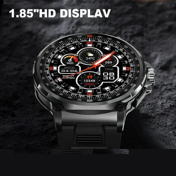 TUTT V69 | Metal Case| Men Military Smart Watch HD 1.85'' Large Round Screen 710mah Battery Pedometer Sleep Monitoring Sport Activity Outdoor Rugged SmartWatch Three (3) Straps