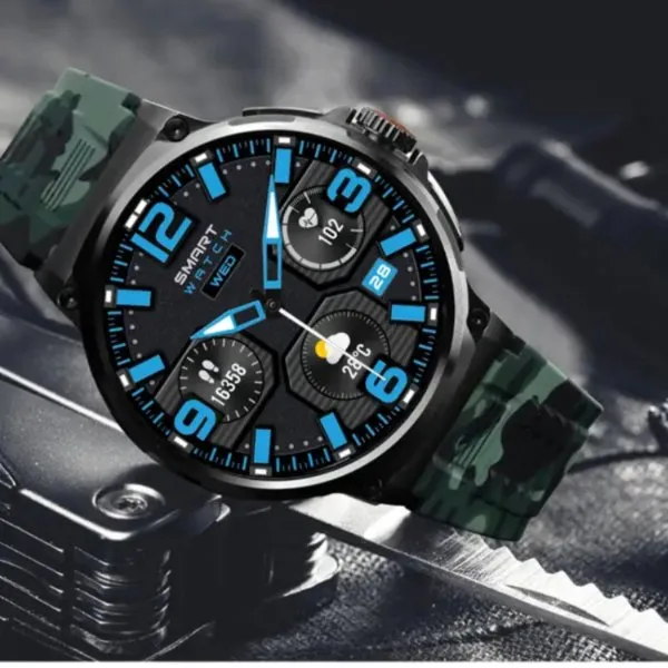 TUTT V69 | Metal Case| Men Military Smart Watch HD 1.85'' Large Round Screen 710mah Battery Pedometer Sleep Monitoring Sport Activity Outdoor Rugged SmartWatch Three (3) Straps