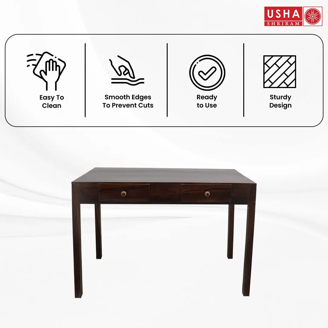 USHA SHRIRAM Computer Table with Drawer Storage | Computer Table for Home (115x55x76 cm) | Premium Sheesham Wood | Durable and Long Lasting | Centre Table (Honey Finish)