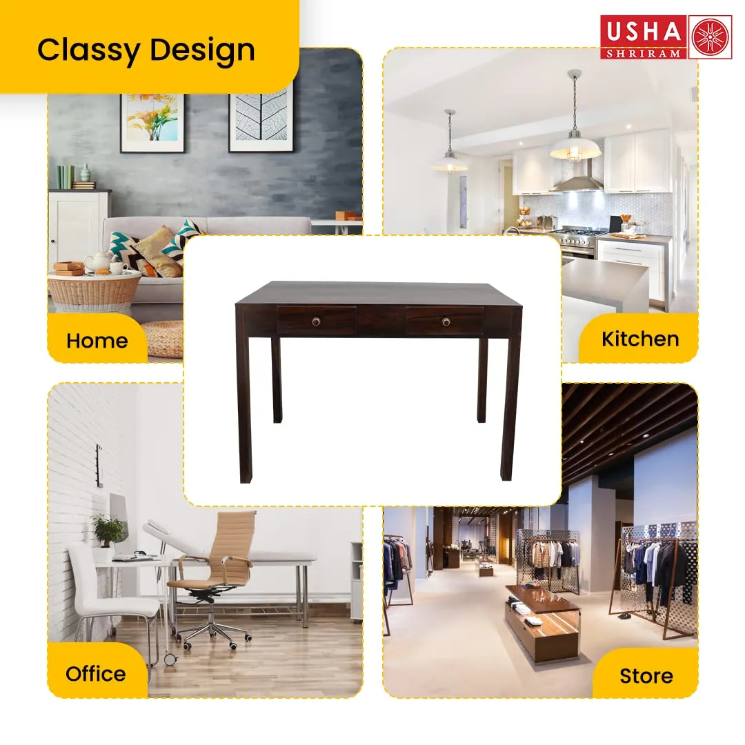 USHA SHRIRAM Computer Table with Drawer Storage | Computer Table for Home (115x55x76 cm) | Premium Sheesham Wood | Durable and Long Lasting | Centre Table (Honey Finish)