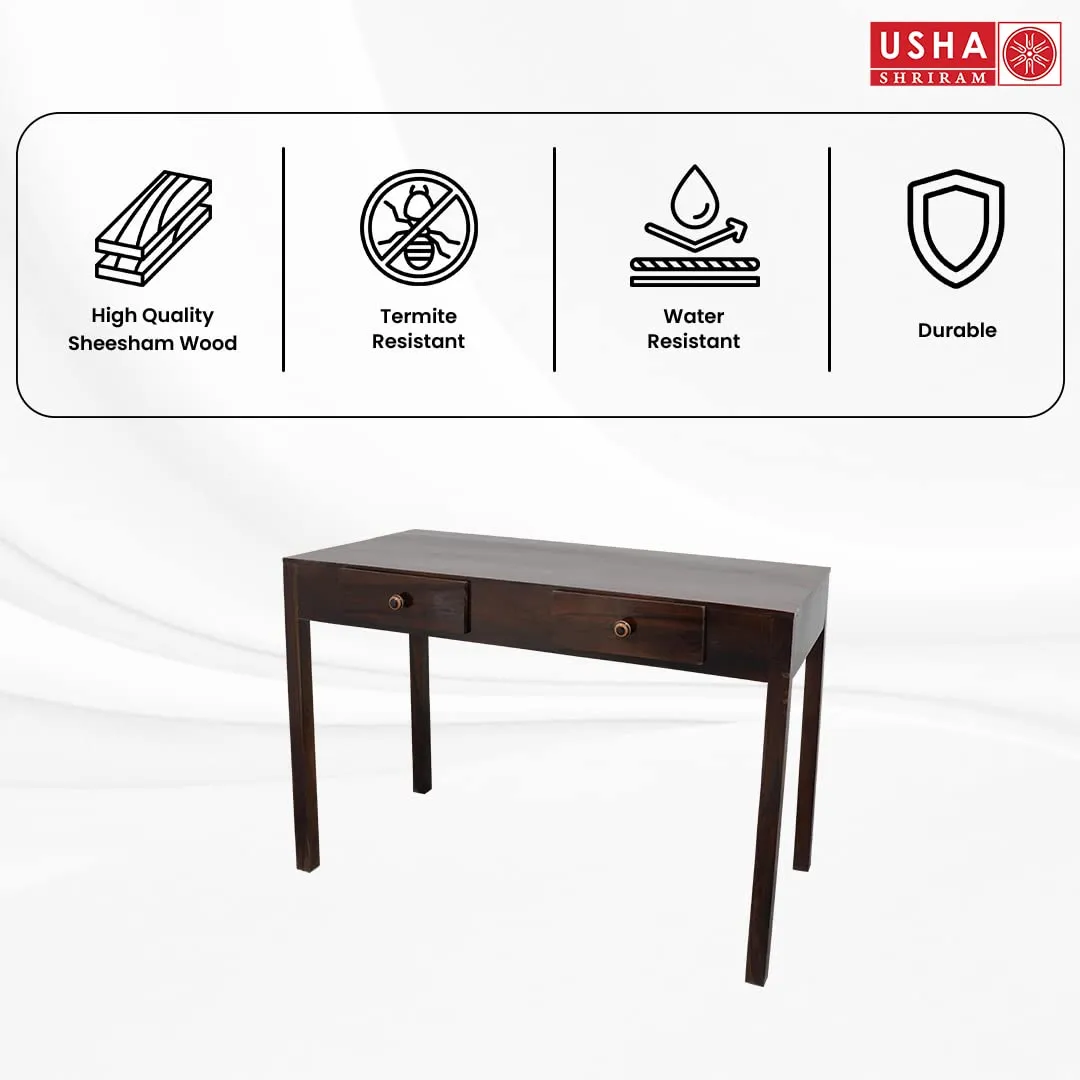 USHA SHRIRAM Computer Table with Drawer Storage | Computer Table for Home (115x55x76 cm) | Premium Sheesham Wood | Durable and Long Lasting | Centre Table (Honey Finish)