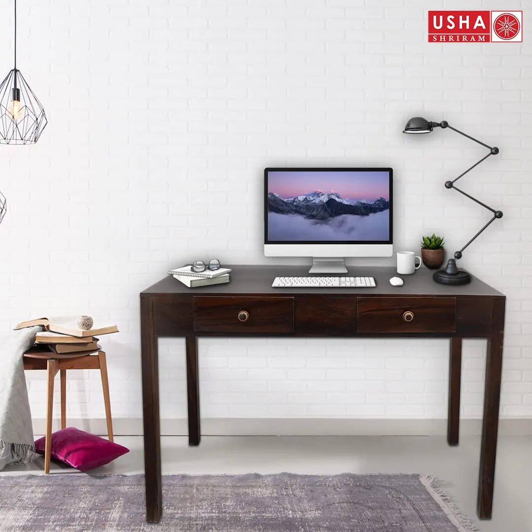 USHA SHRIRAM Computer Table with Drawer Storage | Computer Table for Home (115x55x76 cm) | Premium Sheesham Wood | Durable and Long Lasting | Centre Table (Honey Finish)
