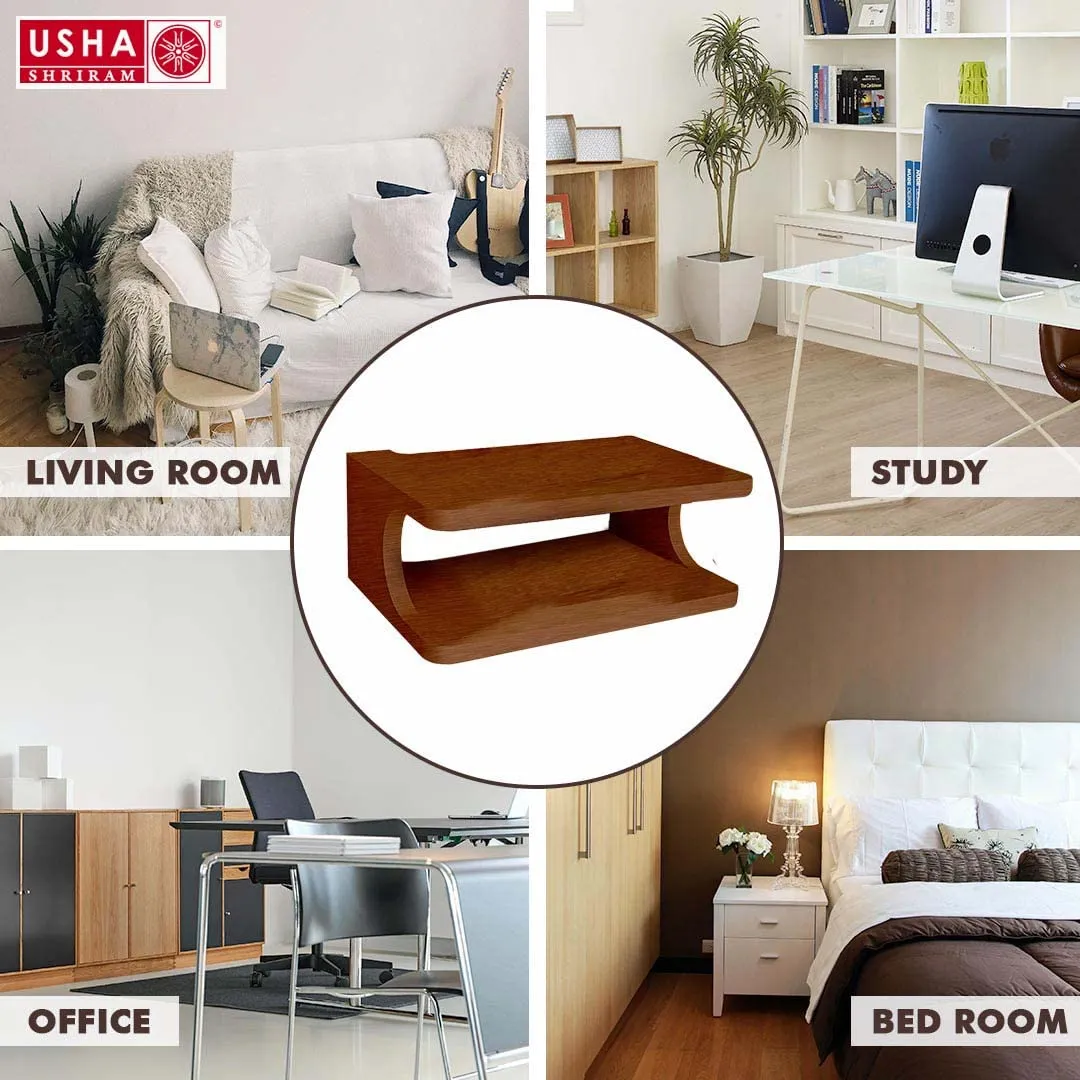 USHA SHRIRAM Wall Mount Set Top Box Stand (2Pcs) Engineered Wood | Easy to Assemble | Wall Mounted Wi-Fi Router Stand TV Unit for Living Room, Bedroom & Office | Space Saving Design | 25x20x8.9cm