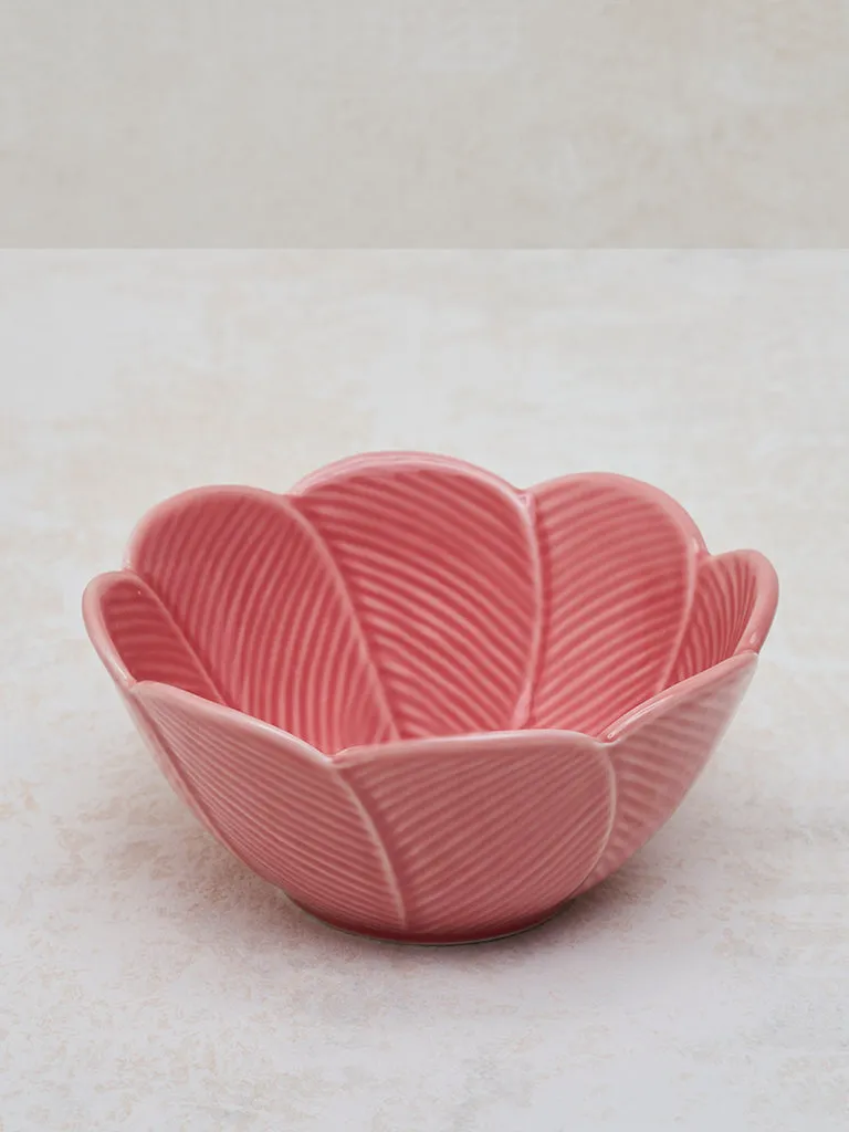 Westside Home Dark Pink Tropical Design Bowl - Large